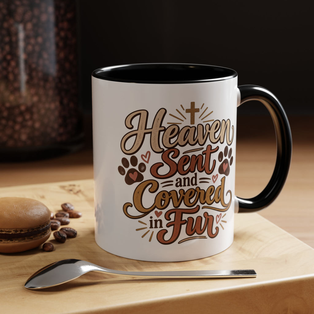 Heaven Sent and Covered in Fur Accent Coffee Mug | Pet Lover Paw Print
