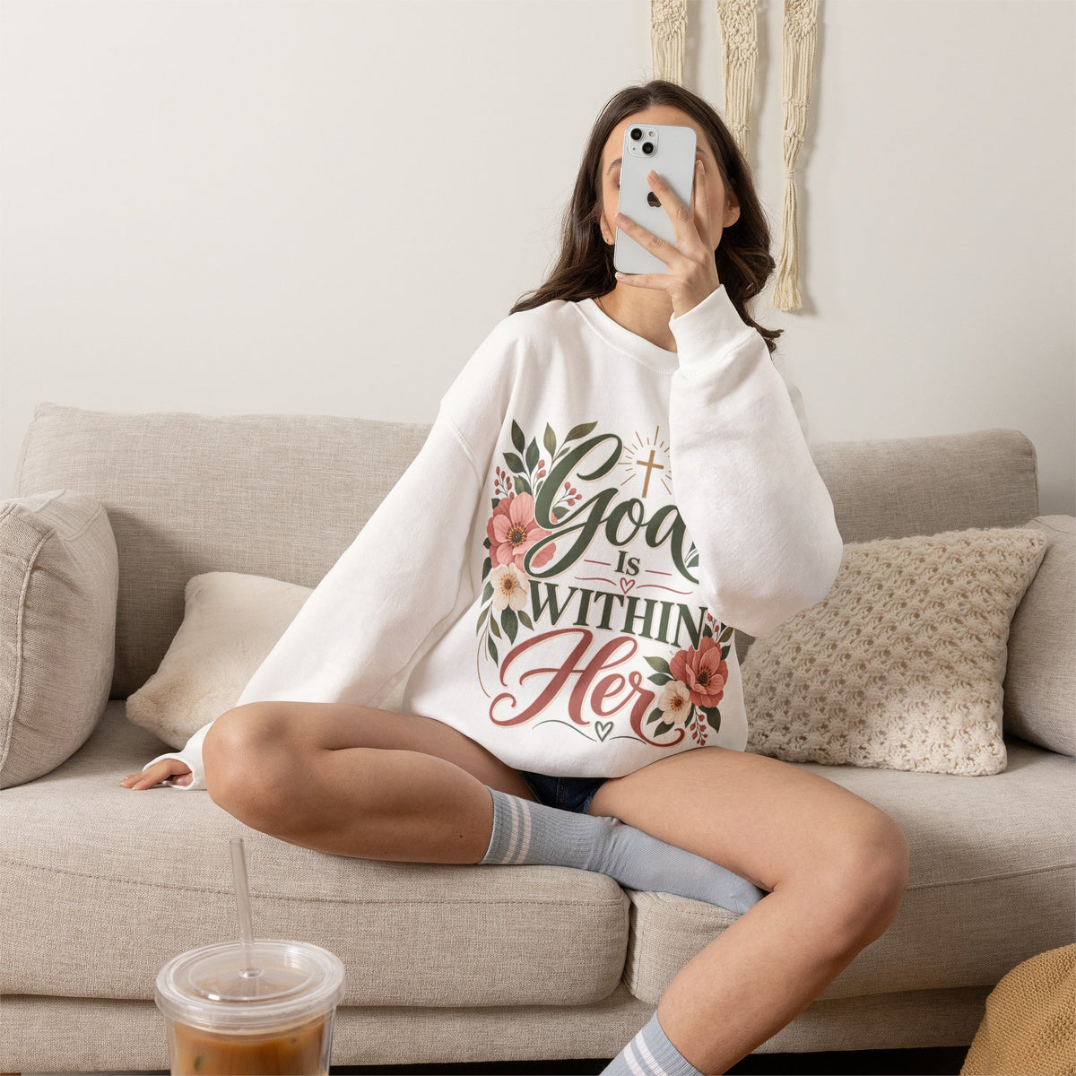 God Is Within Her sweatshirt | Floral Christian Scripture Crewneck