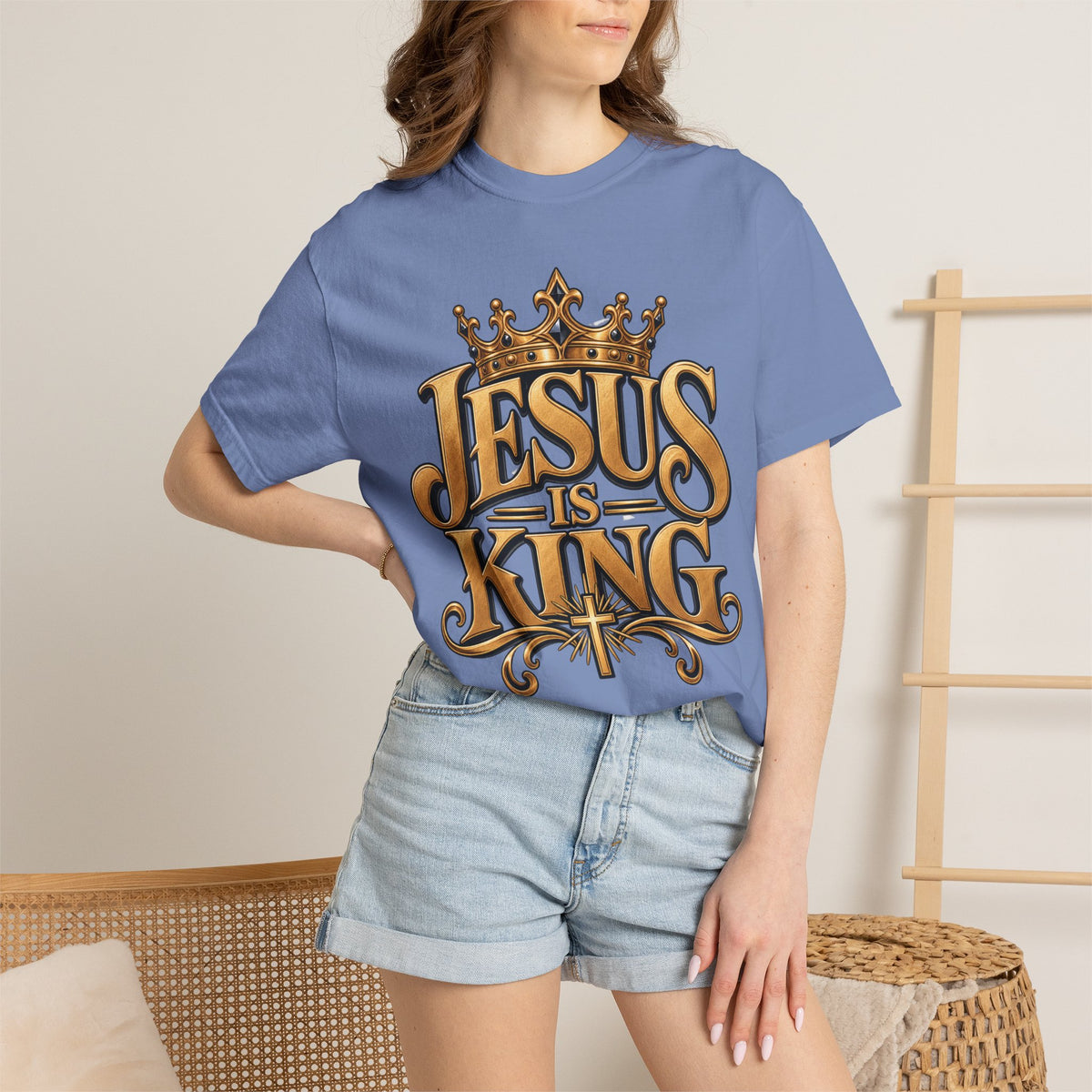 Jesus Is King T-Shirt | Crown typography Christian faith tee