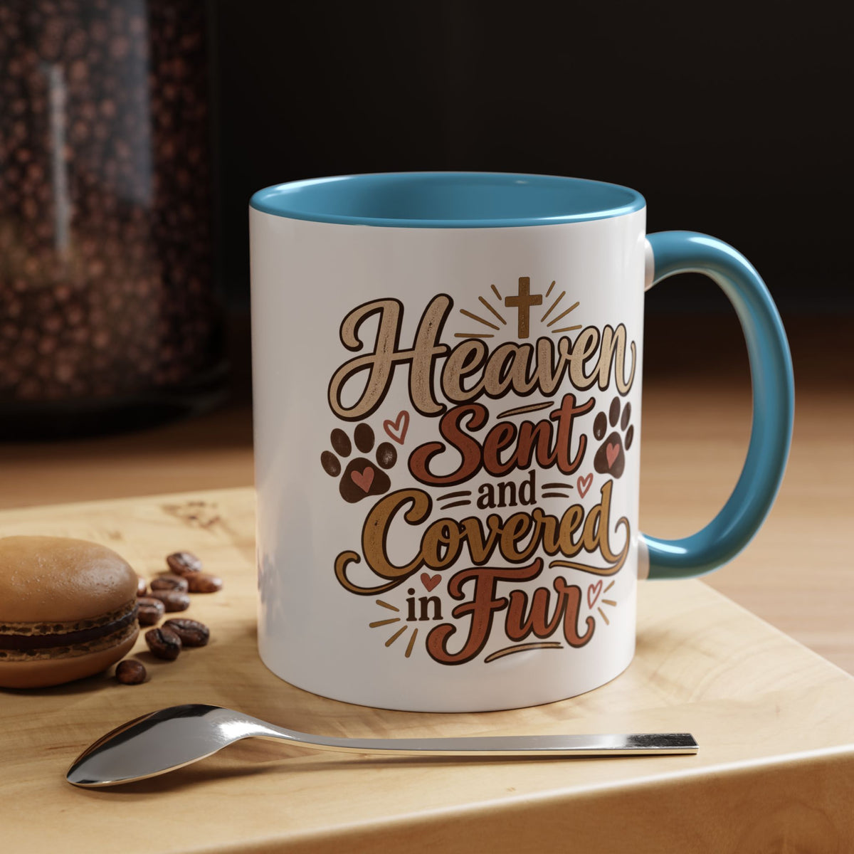 Heaven Sent and Covered in Fur Accent Coffee Mug | Pet Lover Paw Print