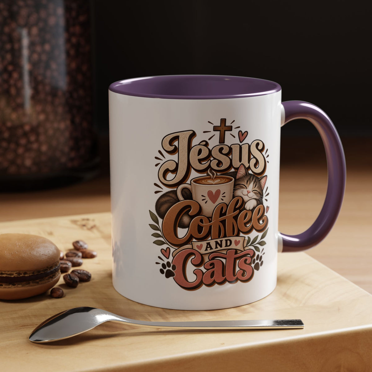 Jesus Coffee and Cats Mug | Accent Coffee Mug 11oz 15oz