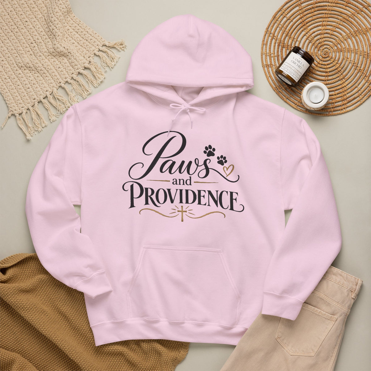 Paws and Providence Hoodie | Paw Print Script Design