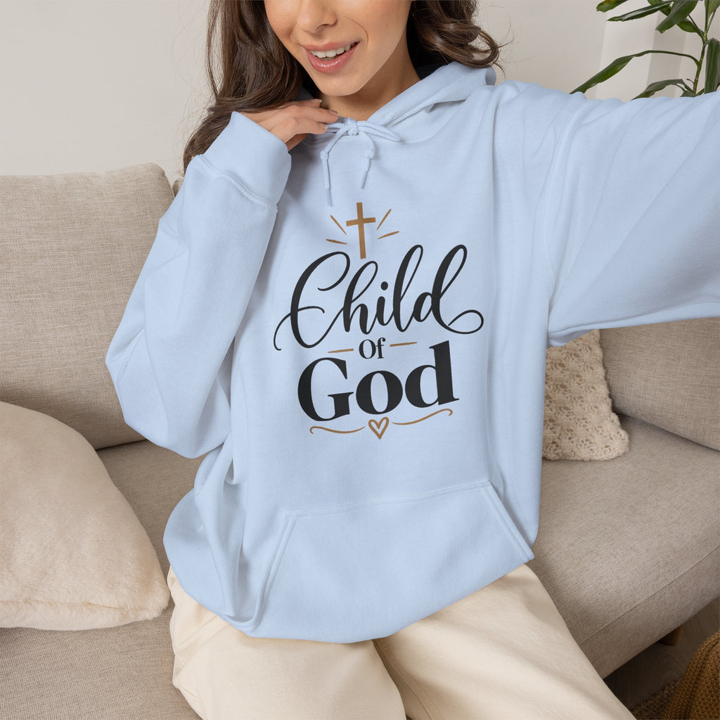 Child of God Hoodie | Religious Faith Cross Script Pullover