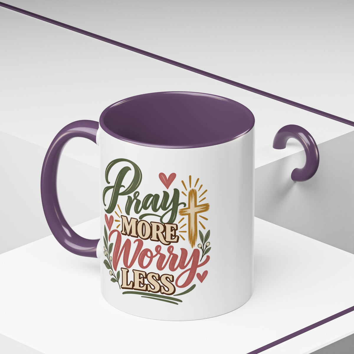 Pray More Worry Less Mug | Accent Coffee Mug