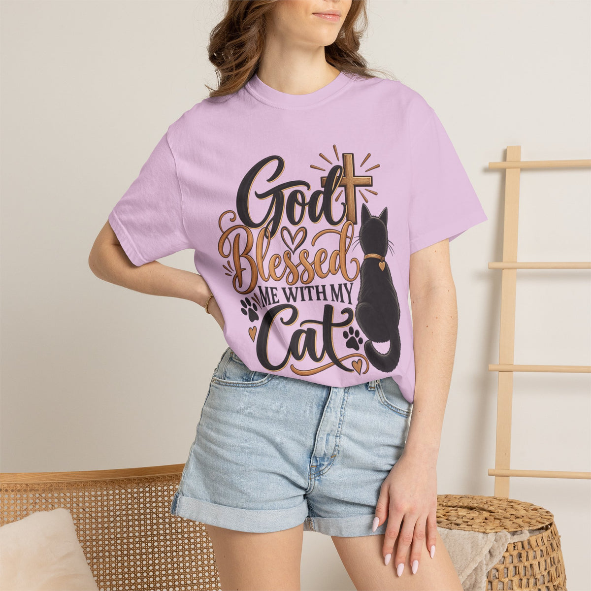 God Blessed Me With My Cat T-Shirt | Religious Cat Faith Tee