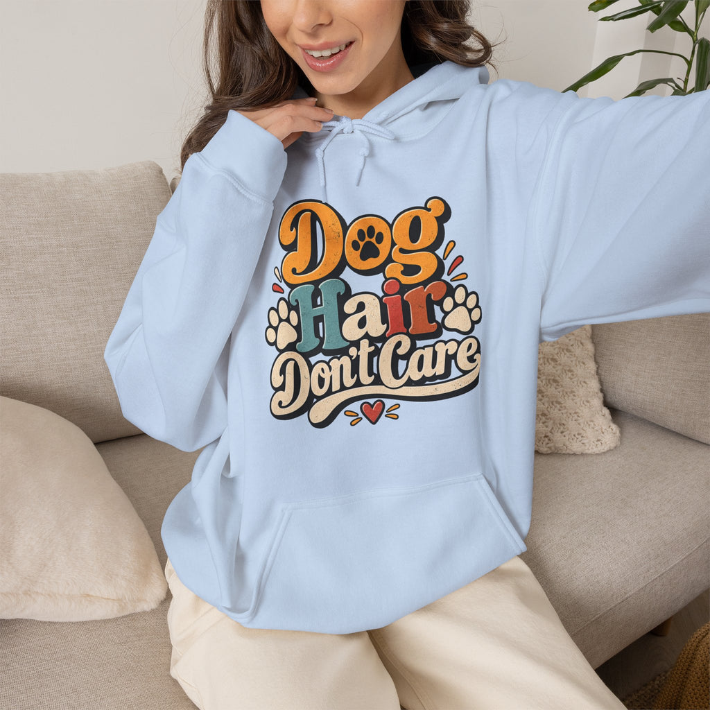 Dog Hair Don't Care Hoodie | Retro Paw Print Design