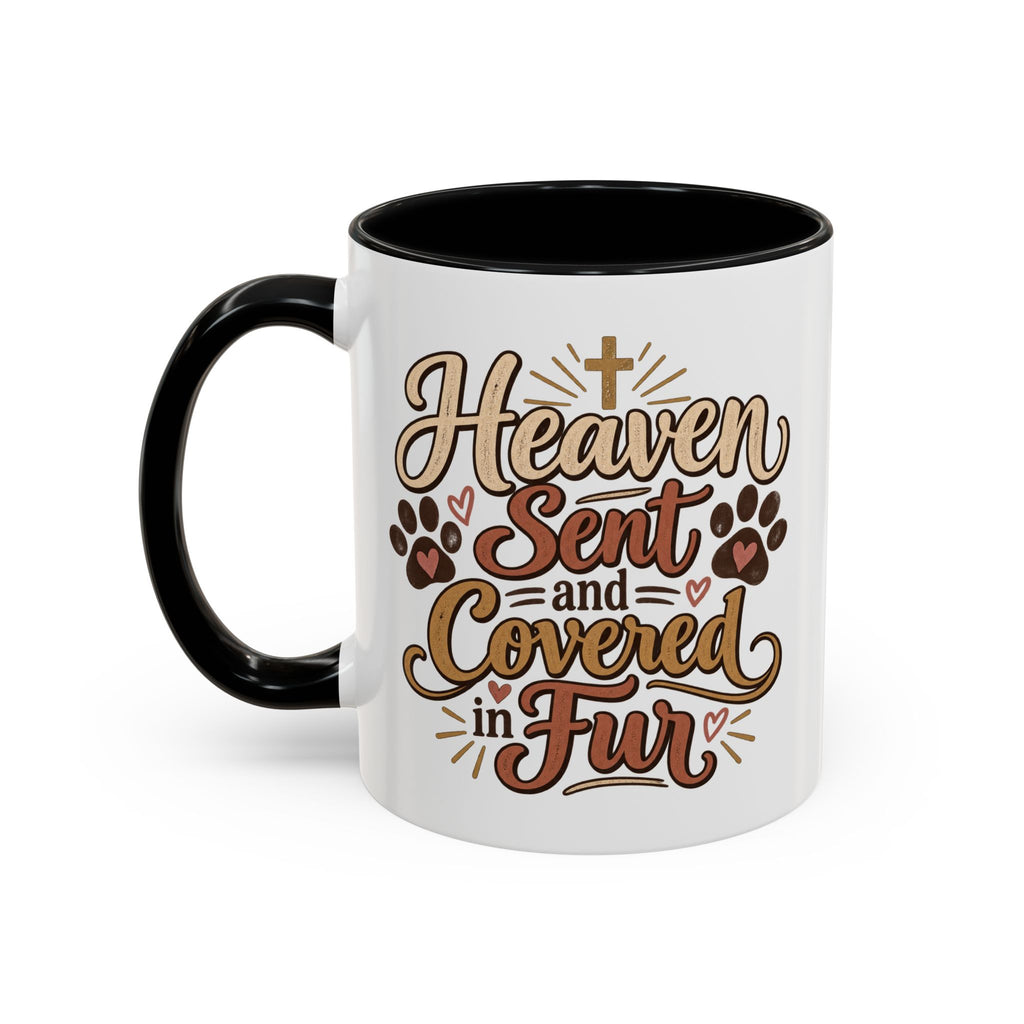 Heaven Sent and Covered in Fur Accent Coffee Mug | Pet Lover Paw Print