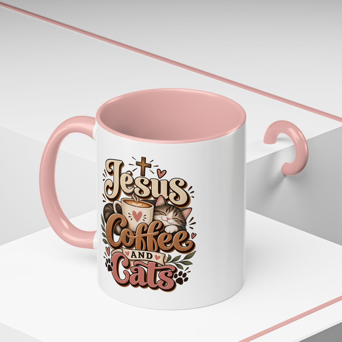Jesus Coffee and Cats Mug | Accent Coffee Mug 11oz 15oz