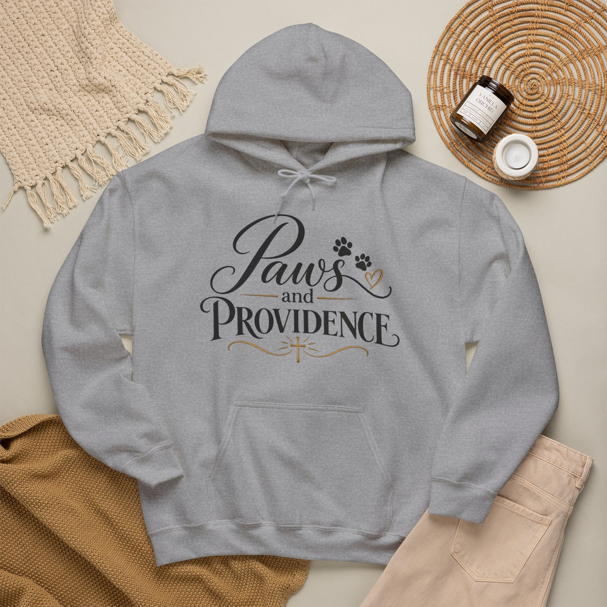 Paws and Providence Hoodie | Paw Print Script Design