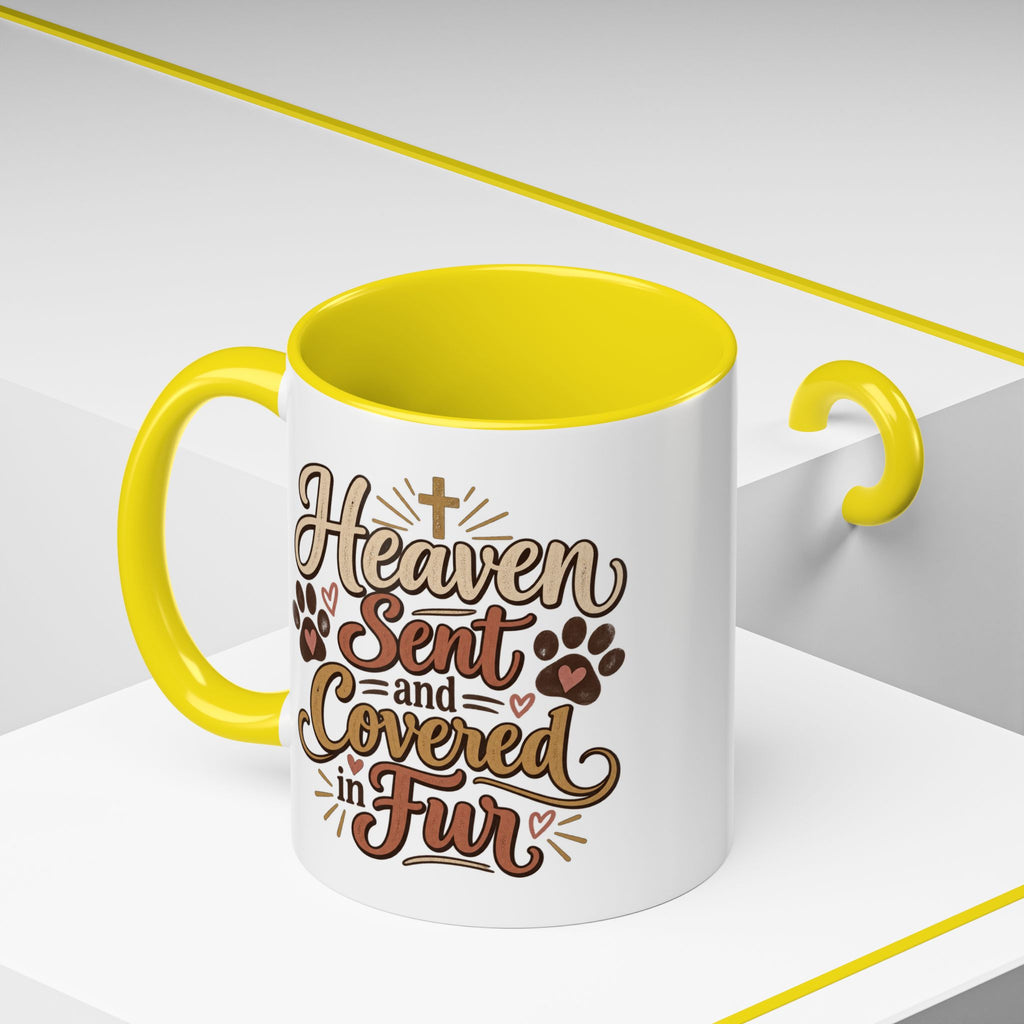 Heaven Sent and Covered in Fur Accent Coffee Mug | Pet Lover Paw Print