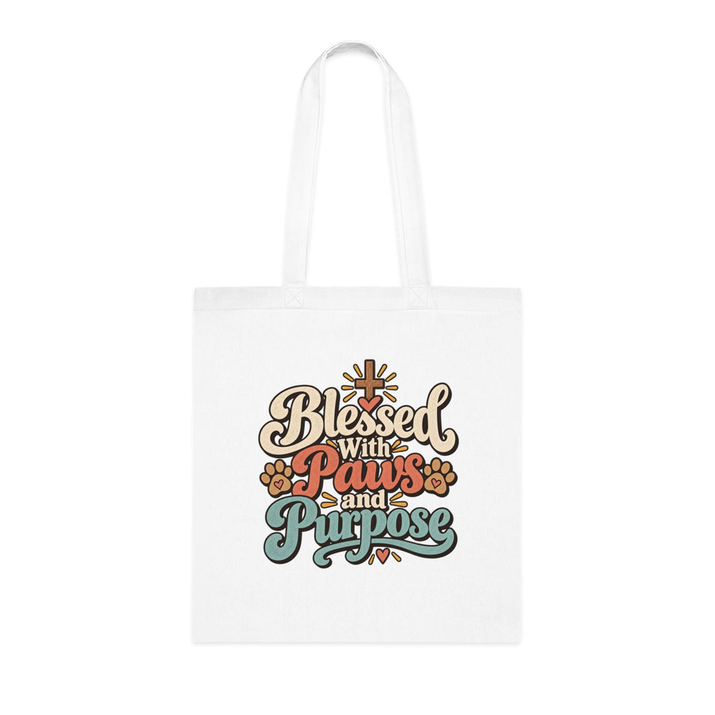 Blessed With Paws and Purpose Tote | Dog Paw Faith Canvas Tote