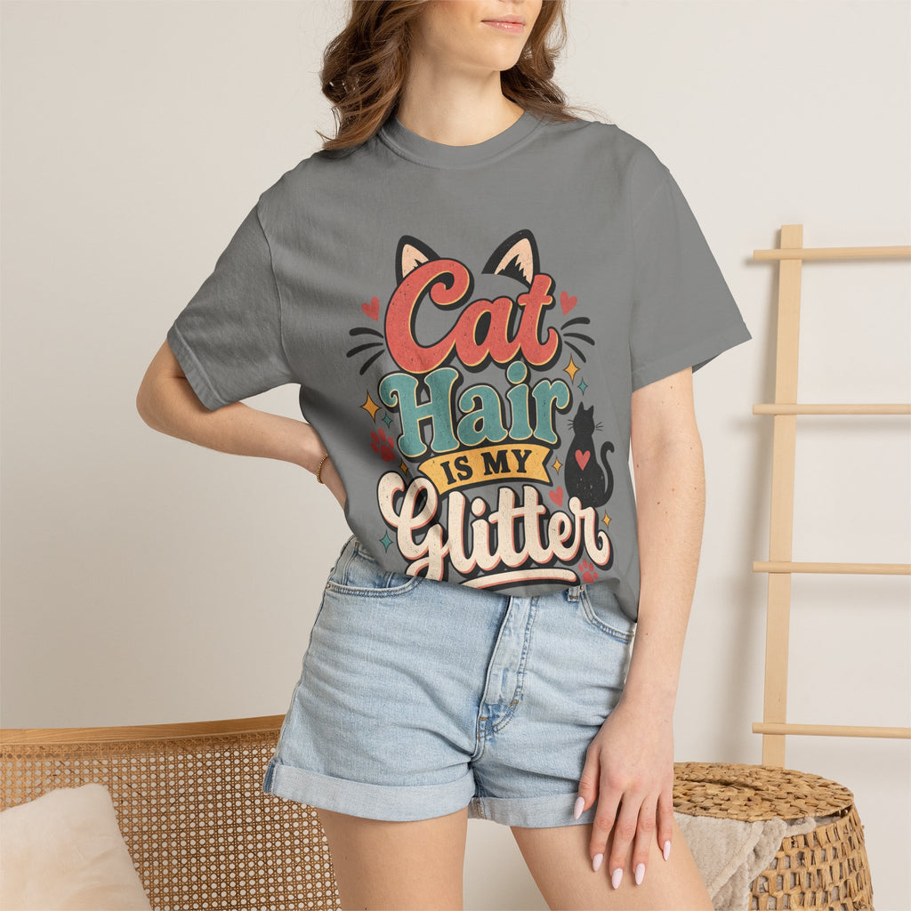 Cat Hair Is My Glitter T-Shirt | Cute Cat Typography Shirt