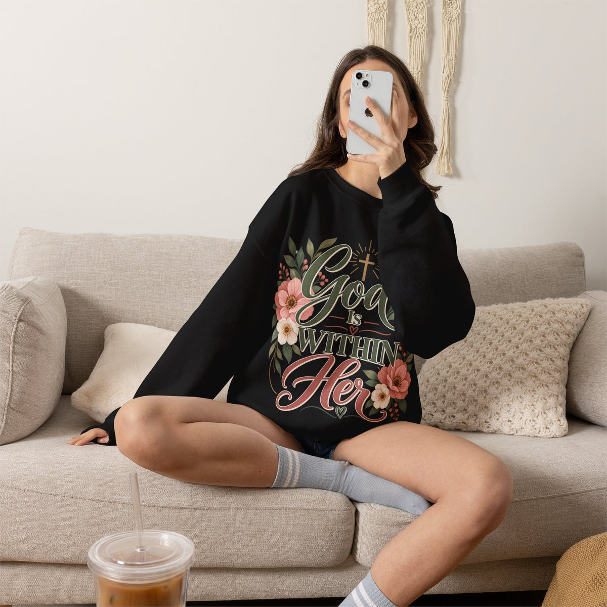 God Is Within Her sweatshirt | Floral Christian Scripture Crewneck