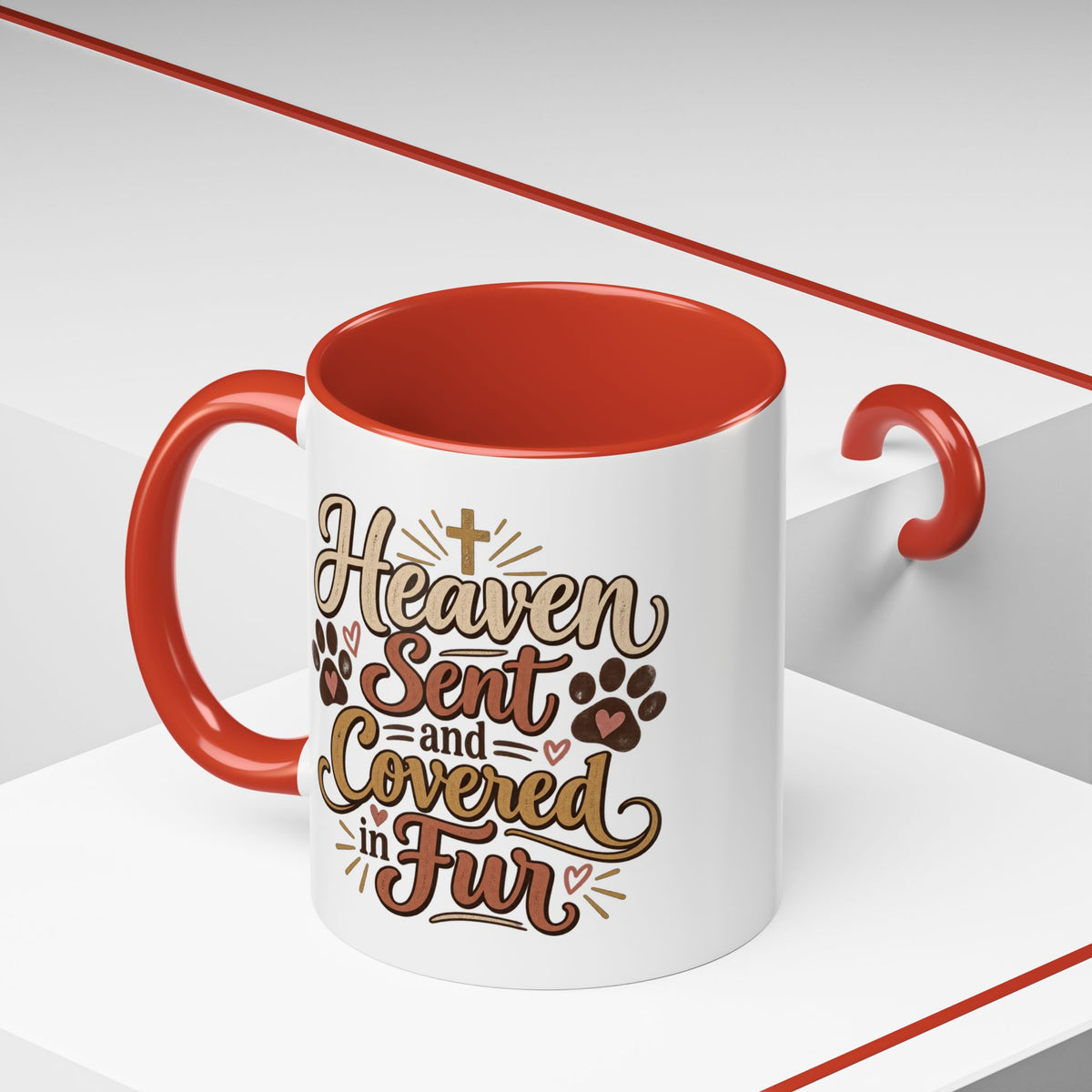 Heaven Sent and Covered in Fur Accent Coffee Mug | Pet Lover Paw Print