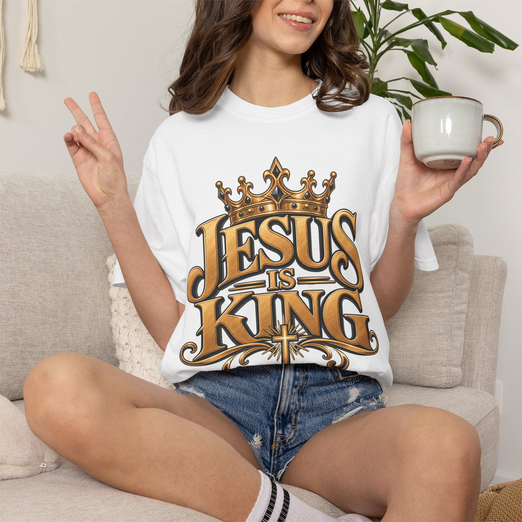 Jesus Is King T-Shirt | Crown typography Christian faith tee