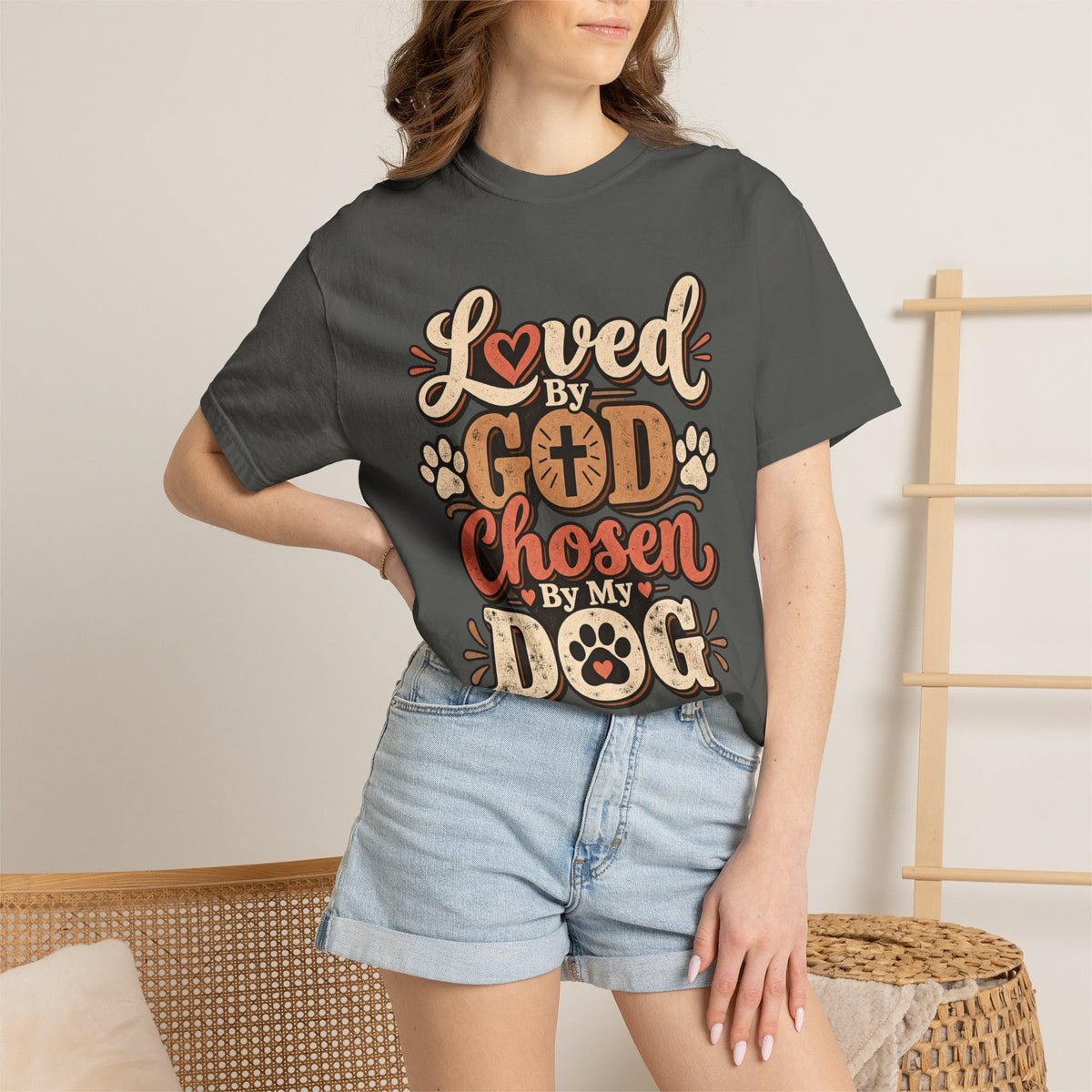 Loved by God Chosen by My Dog T-Shirt | Paw Print Faith Design