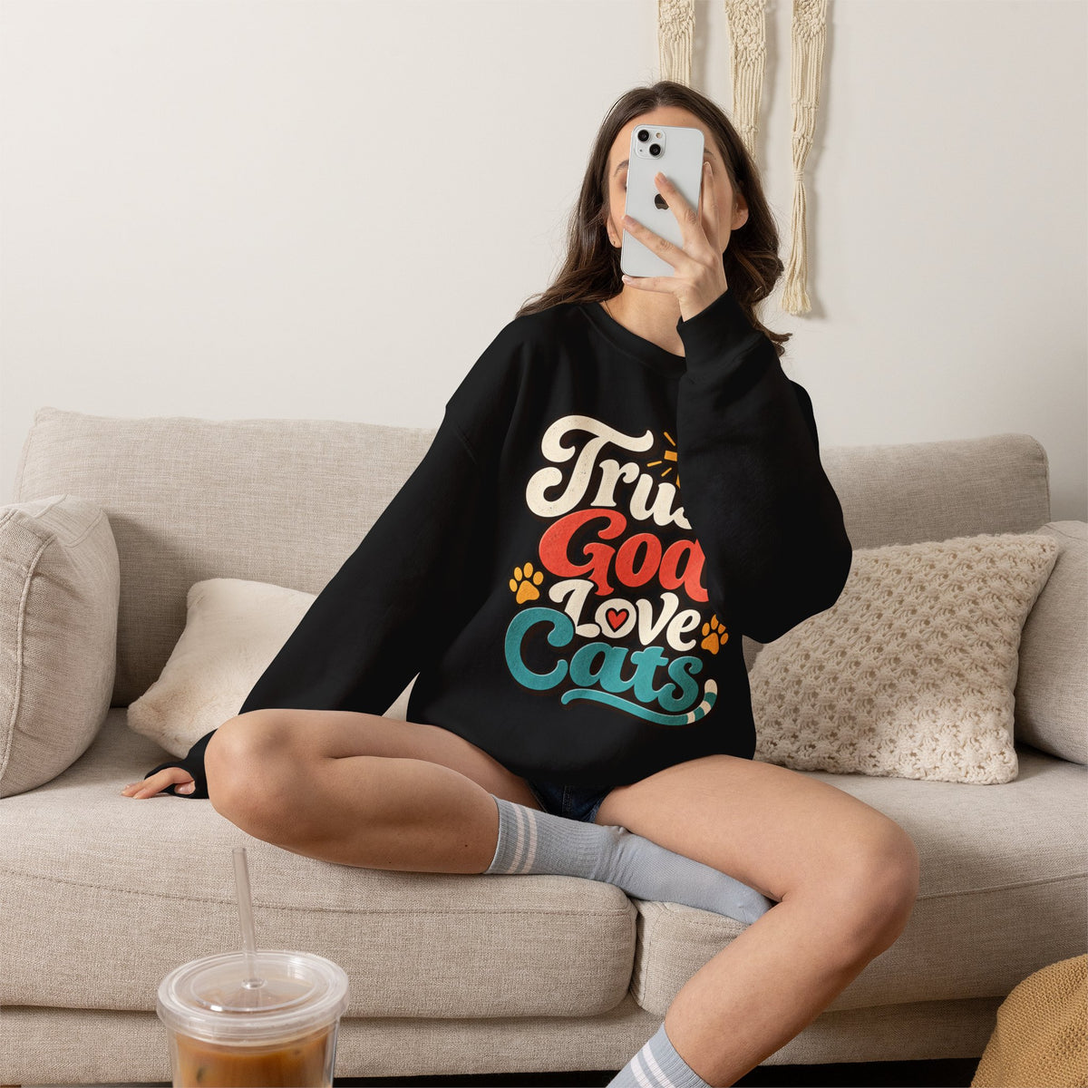 Trust God Love Cats Sweatshirt | Christian Cat Lover Crewneck