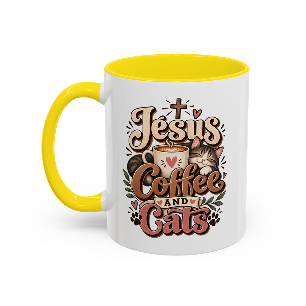 Jesus Coffee and Cats Mug | Accent Coffee Mug 11oz 15oz