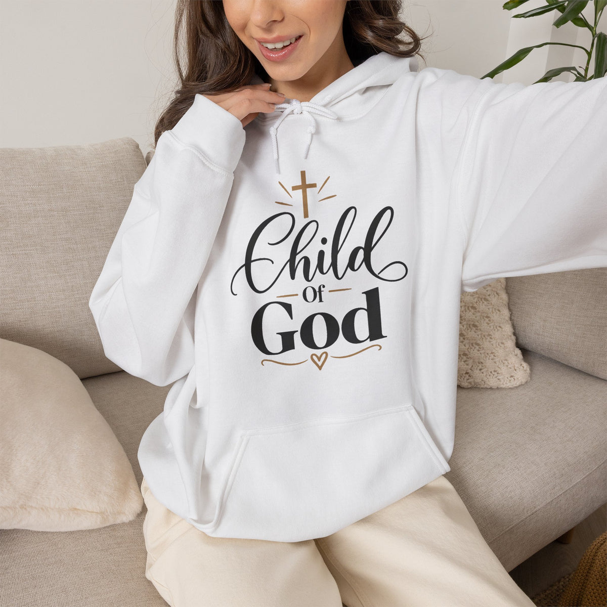 Child of God Hoodie | Religious Faith Cross Script Pullover