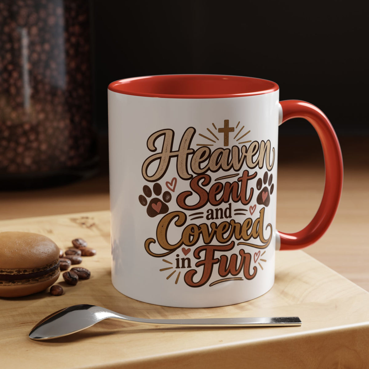 Heaven Sent and Covered in Fur Accent Coffee Mug | Pet Lover Paw Print