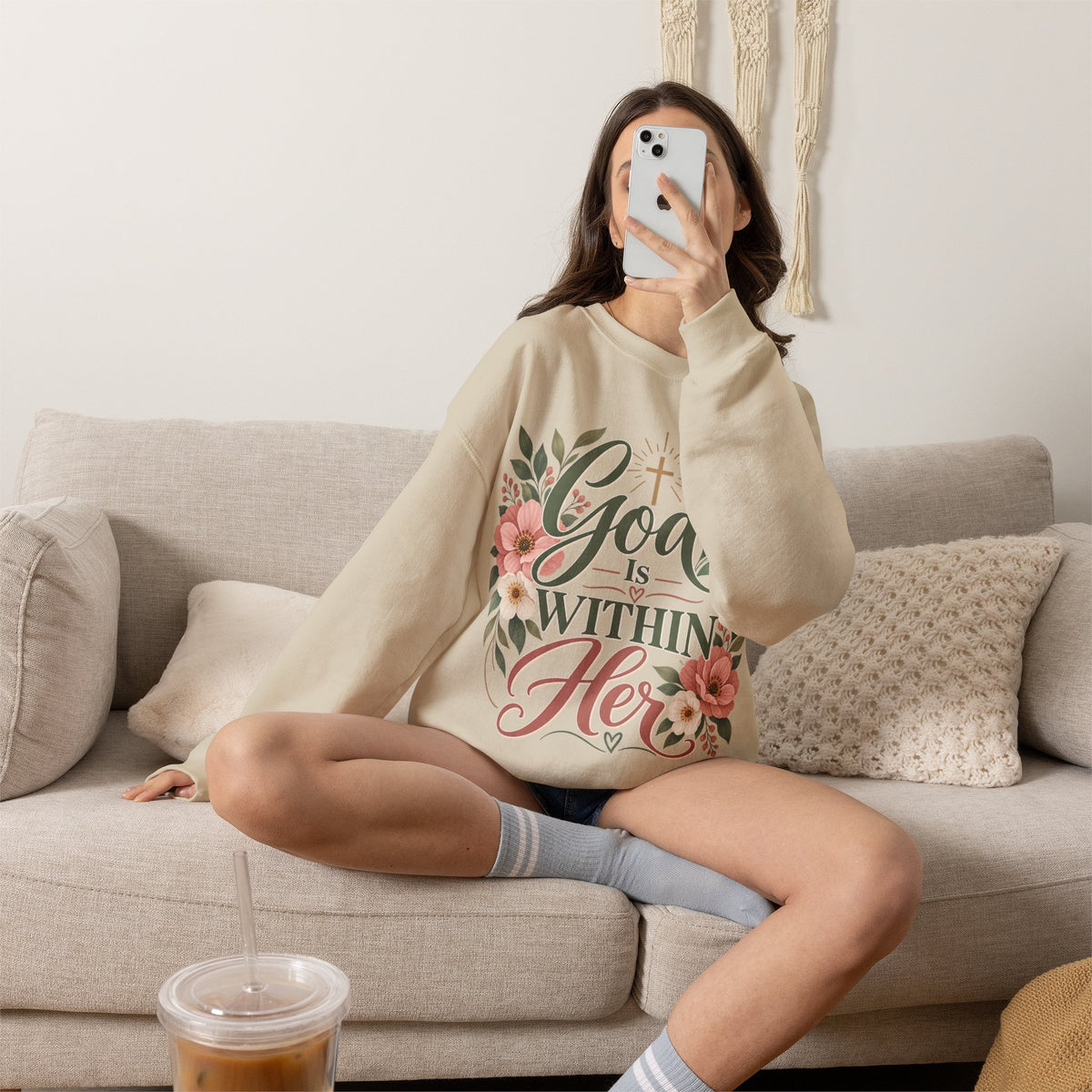 God Is Within Her sweatshirt | Floral Christian Scripture Crewneck