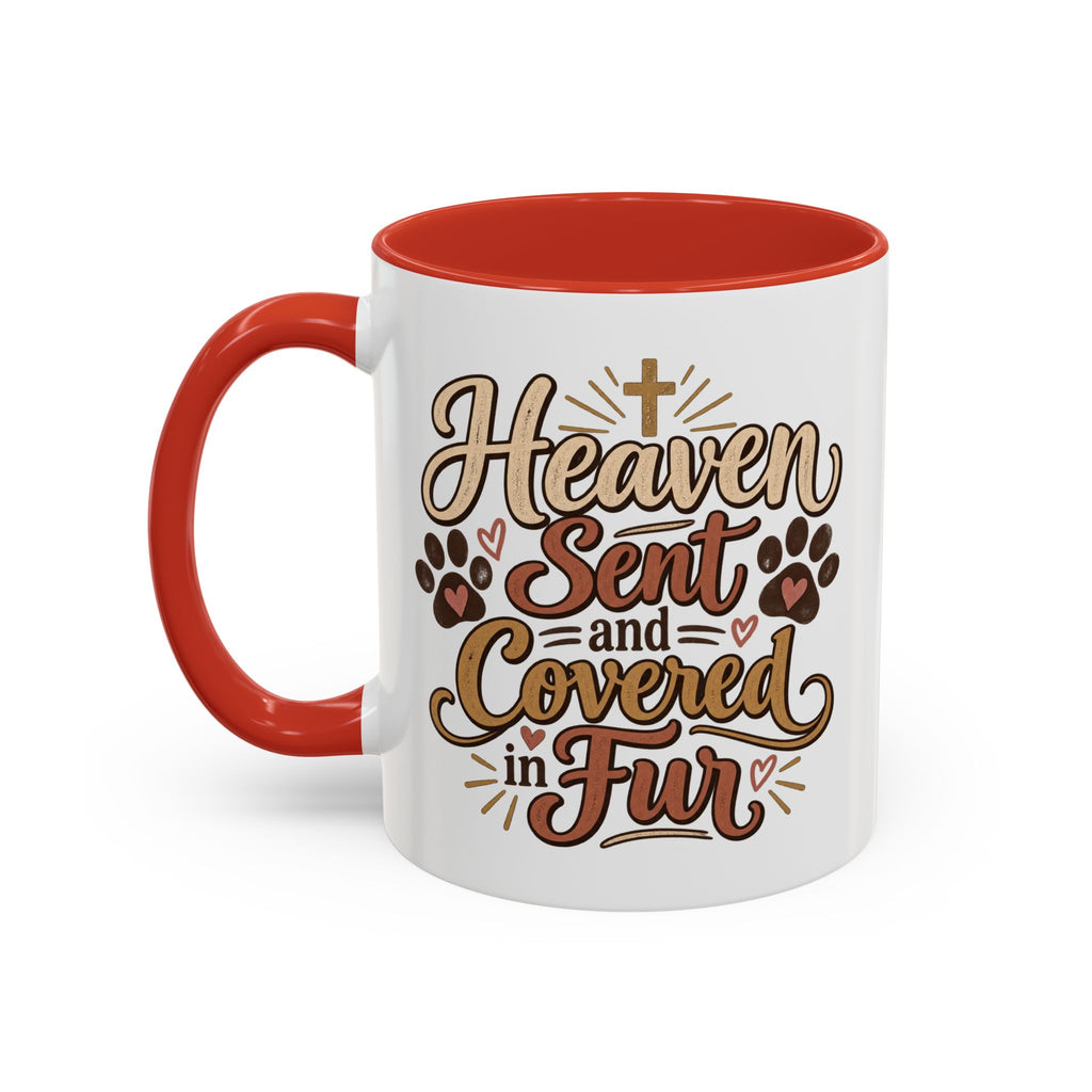 Heaven Sent and Covered in Fur Accent Coffee Mug | Pet Lover Paw Print