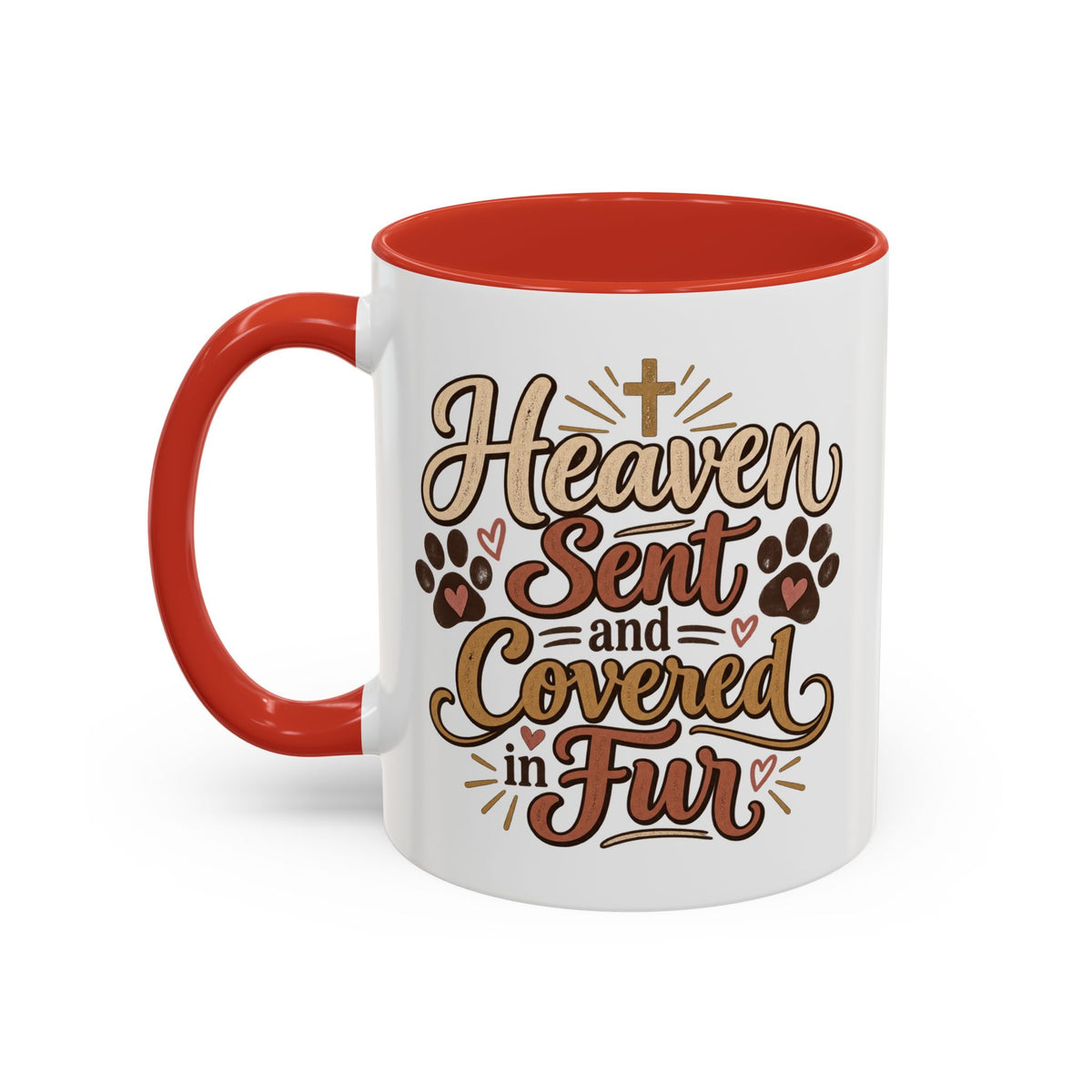 Heaven Sent and Covered in Fur Accent Coffee Mug | Pet Lover Paw Print