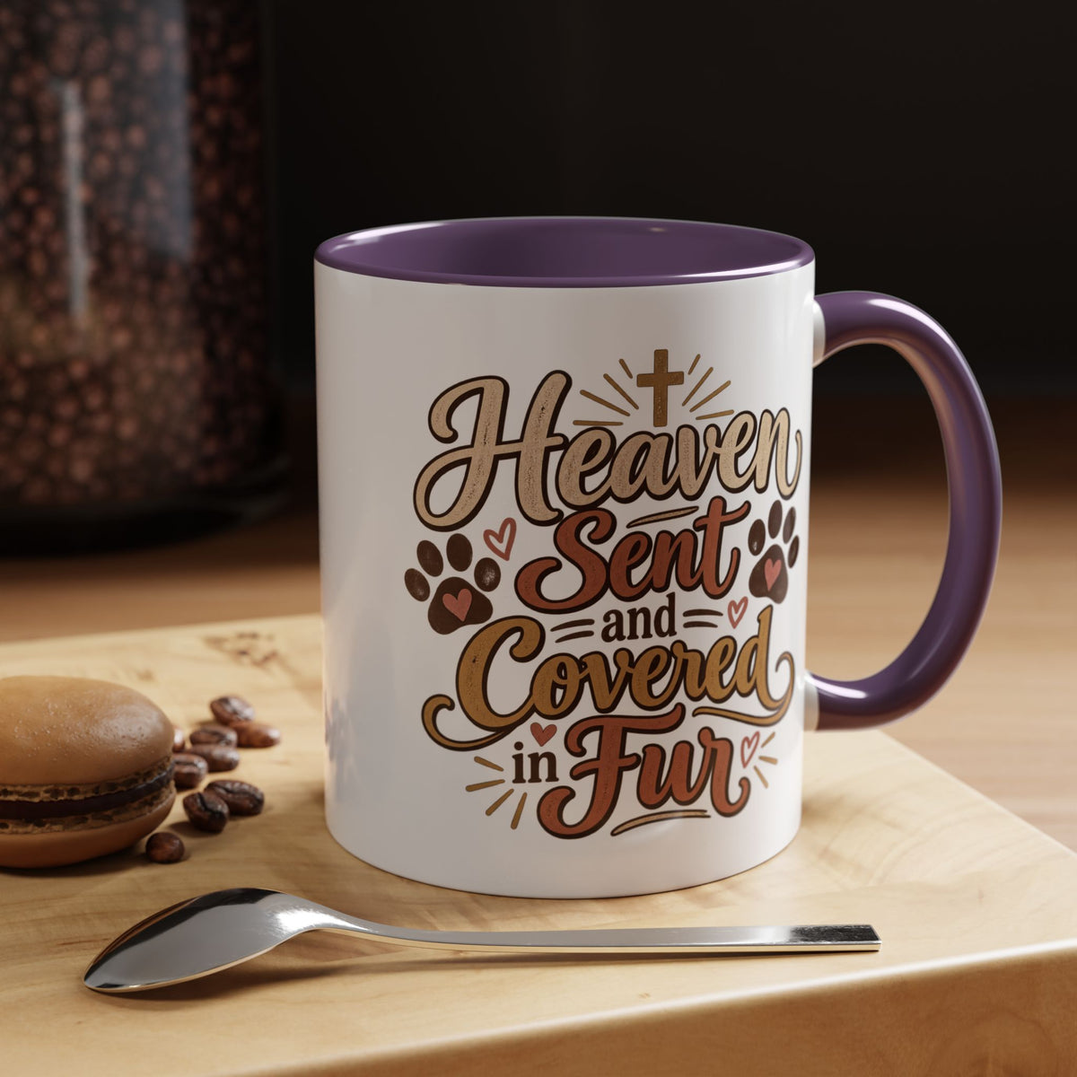 Heaven Sent and Covered in Fur Accent Coffee Mug | Pet Lover Paw Print