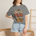 Saved By Grace Covered In Fur T-shirt | Christian Pet Lover Tee