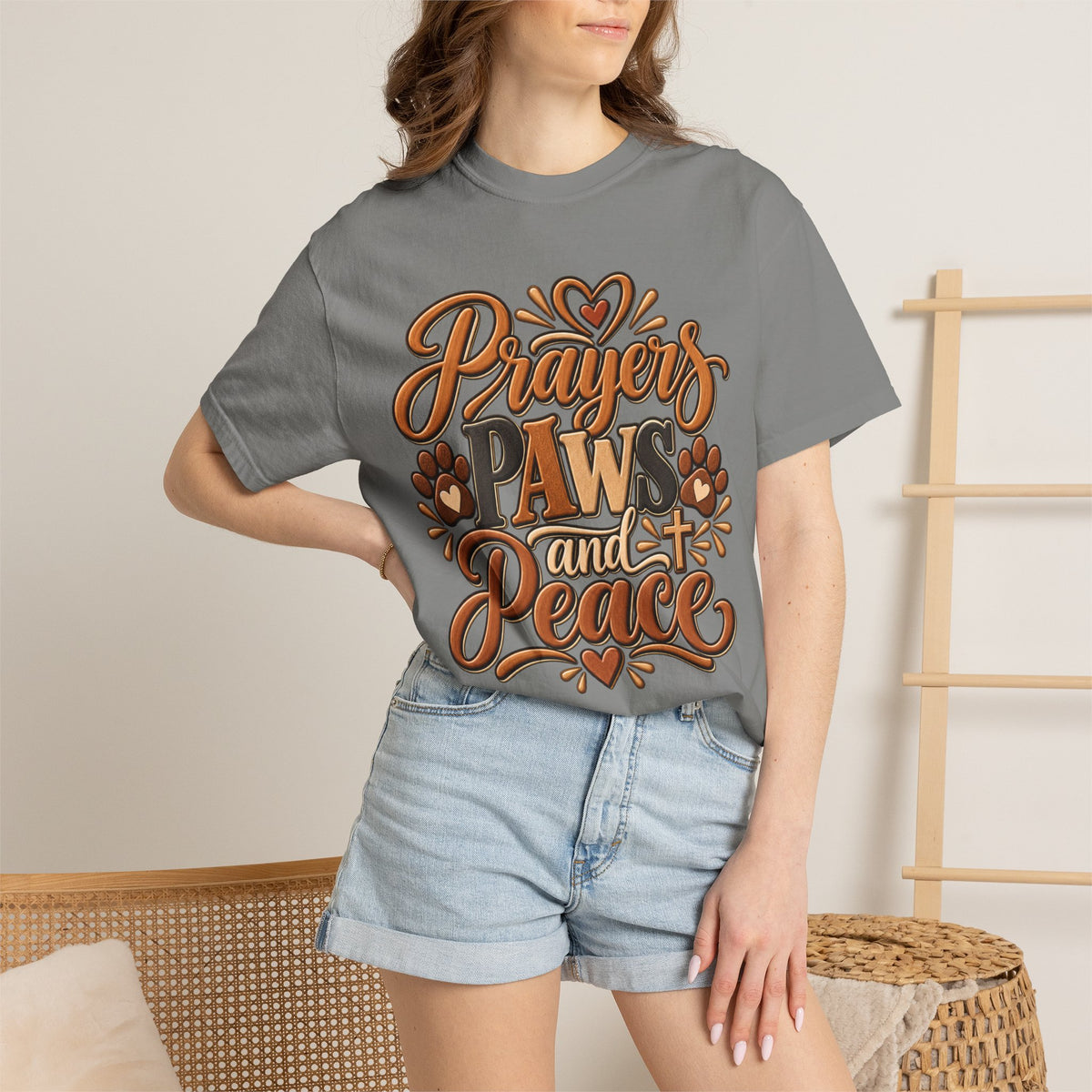 Prayers Paws and Peace T-shirt | Pet Faith Typography Tee