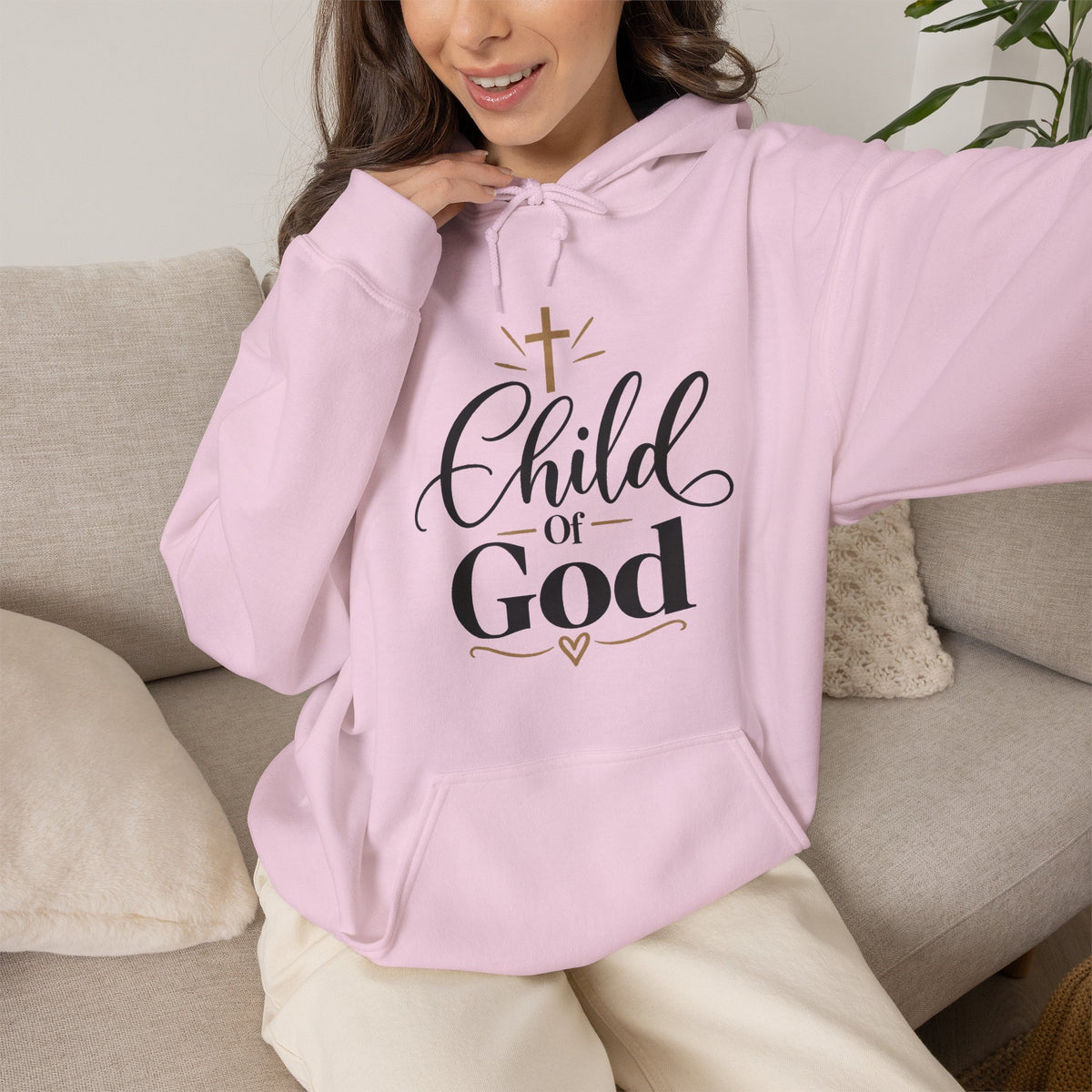 Child of God Hoodie | Religious Faith Cross Script Pullover