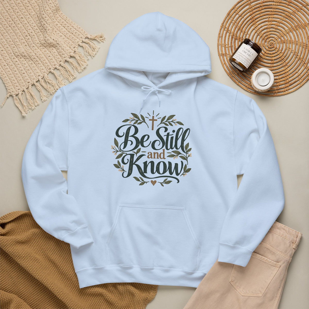 Be Still and Know Hoodie | Christian Faith Typography Sweatshirt
