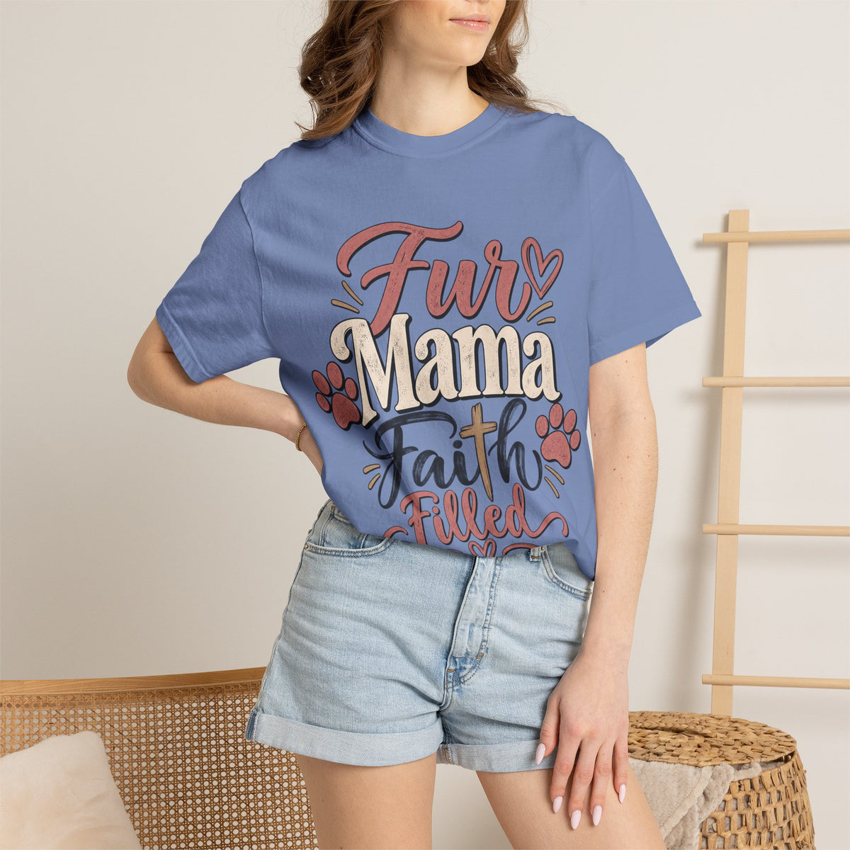 Fur Mama Faith Filled T-Shirt | Paw Print Dog Mom Tee