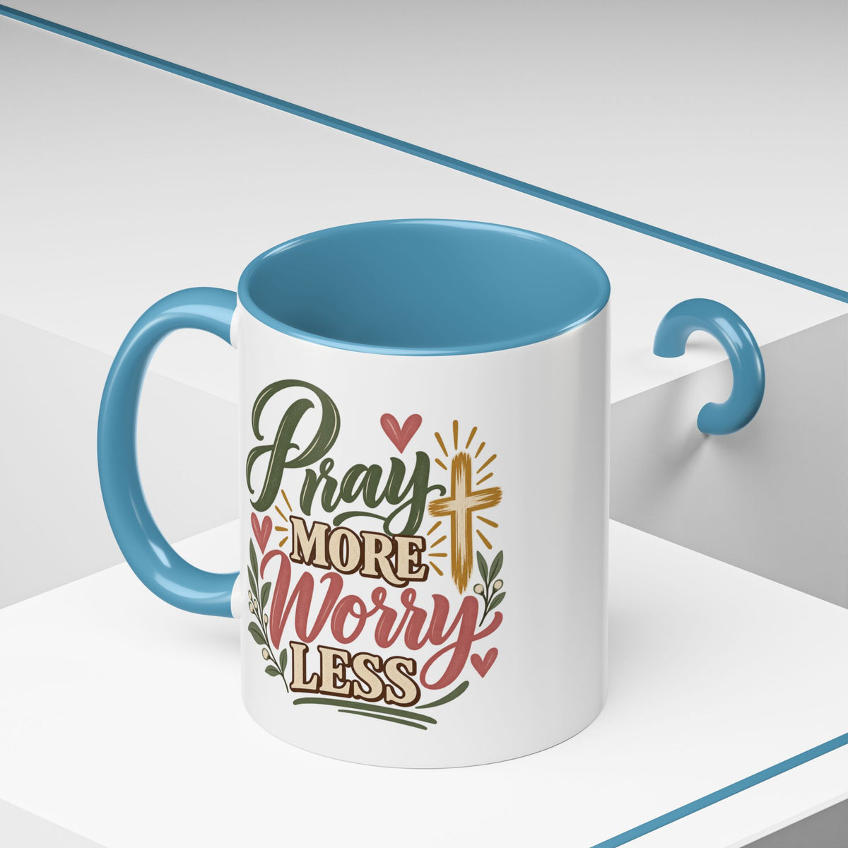 Pray More Worry Less Mug | Accent Coffee Mug
