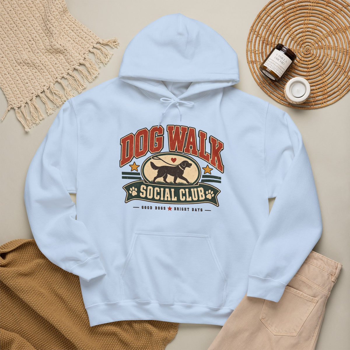 Dog Walk Social Club Hoodie | Retro Dog Logo, Walking Club Sweatshirt