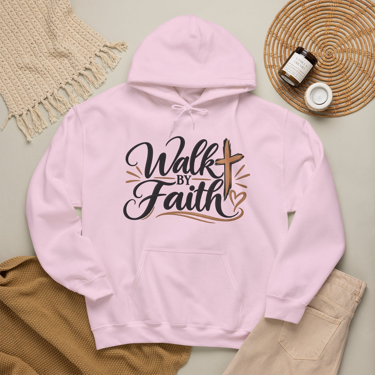 Walk by Faith Hoodie | Christian Cross Scripture Faith Typography