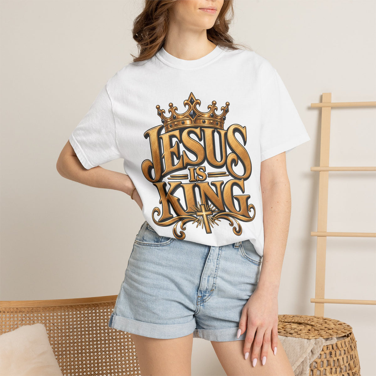 Jesus Is King T-Shirt | Crown typography Christian faith tee