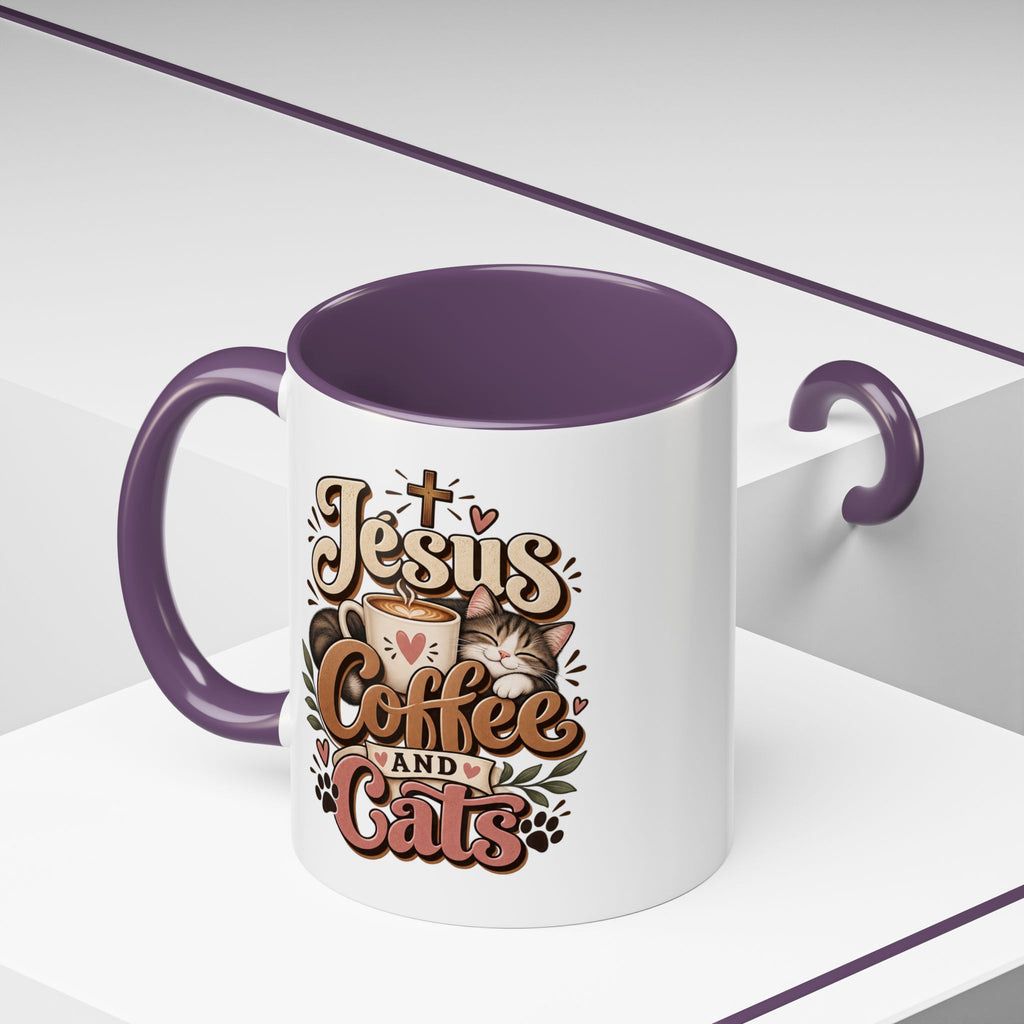 Jesus Coffee and Cats Mug | Accent Coffee Mug 11oz 15oz