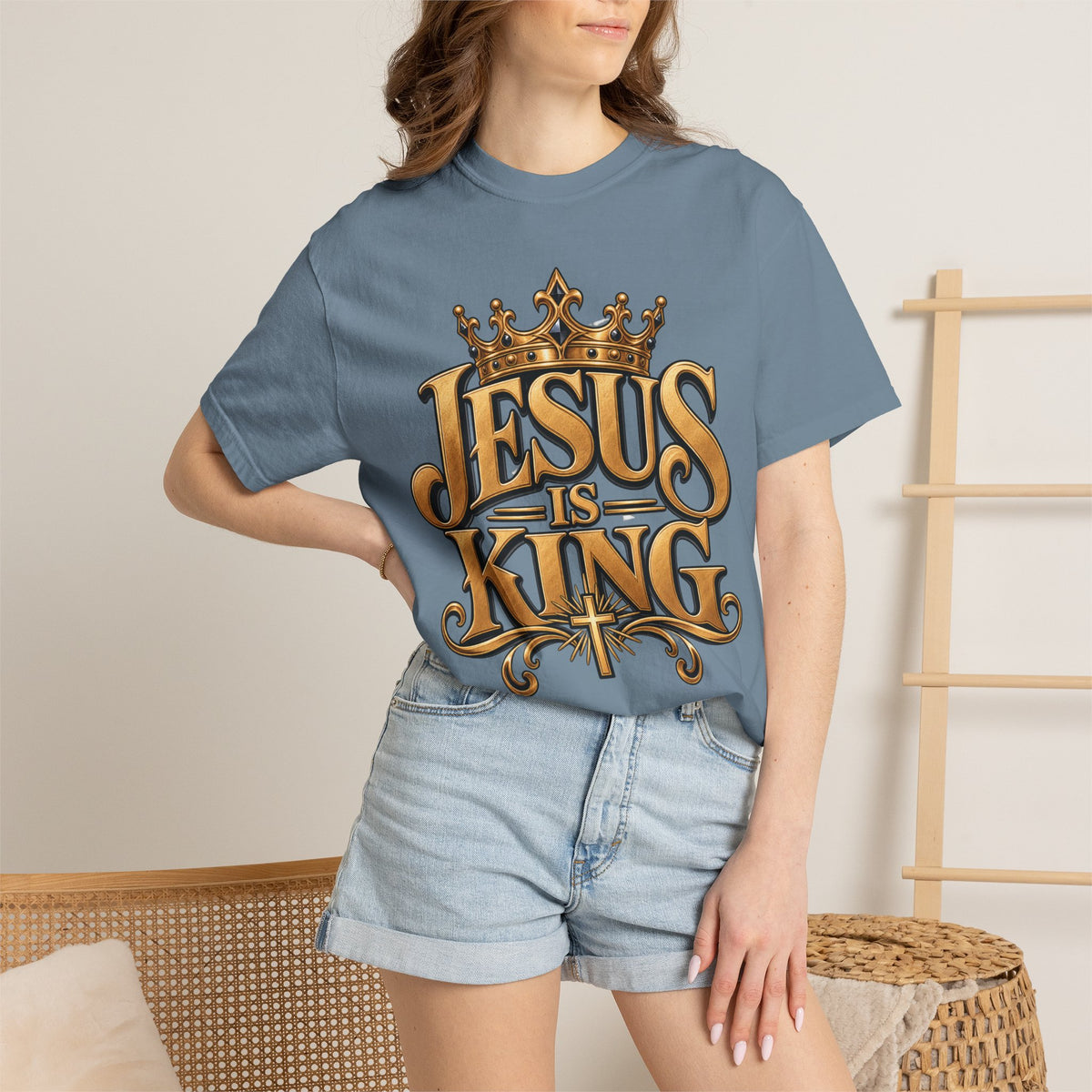 Jesus Is King T-Shirt | Crown typography Christian faith tee