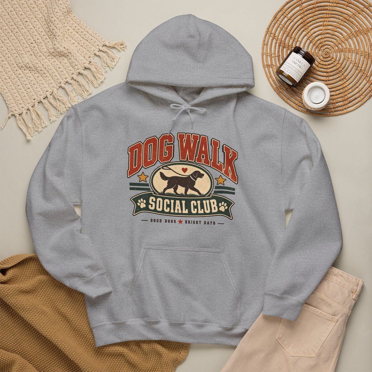 Dog Walk Social Club Hoodie | Retro Dog Logo, Walking Club Sweatshirt