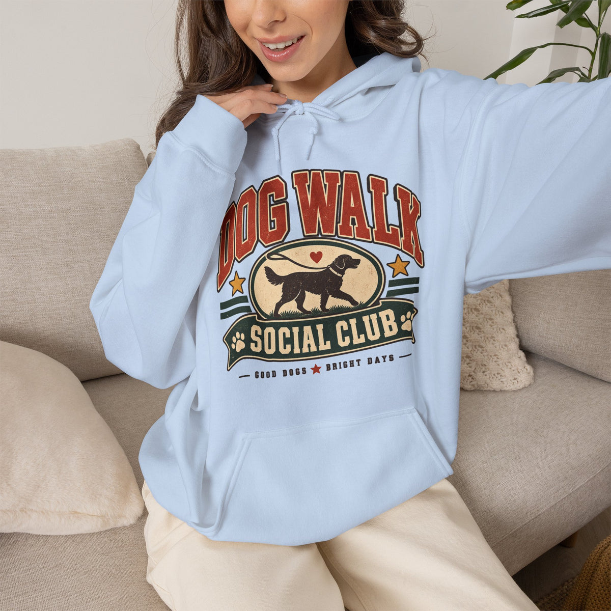 Dog Walk Social Club Hoodie | Retro Dog Logo, Walking Club Sweatshirt