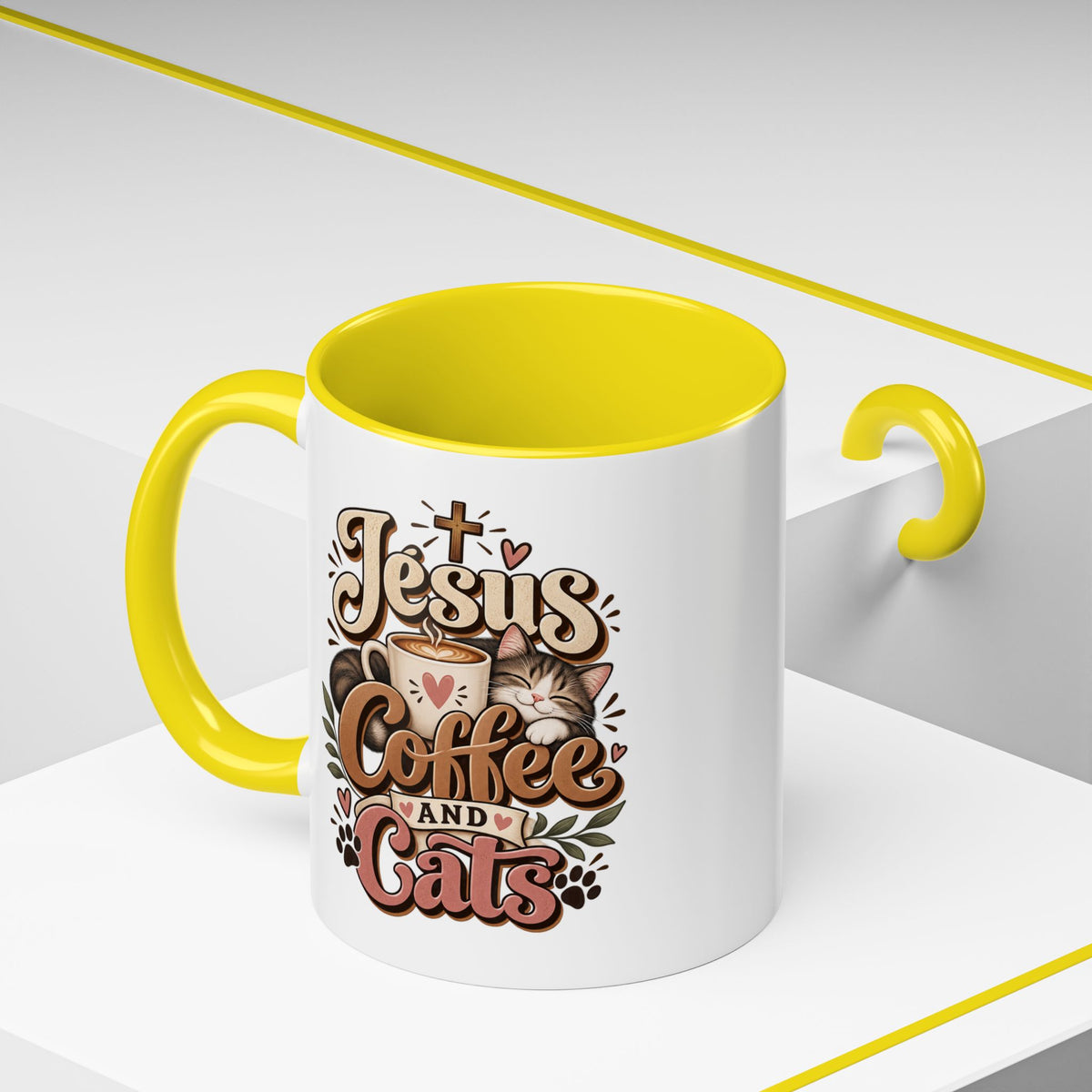 Jesus Coffee and Cats Mug | Accent Coffee Mug 11oz 15oz