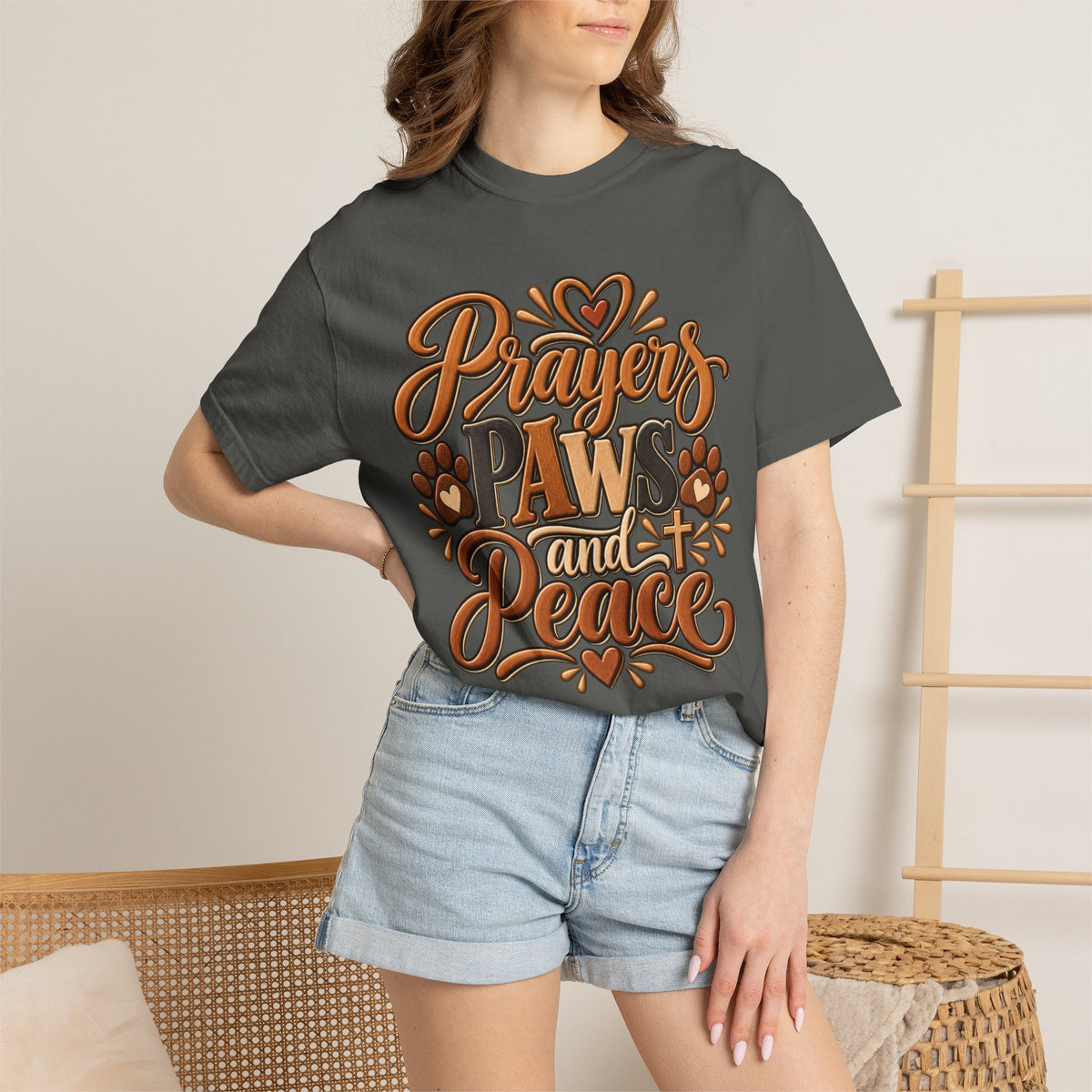Prayers Paws and Peace T-shirt | Pet Faith Typography Tee