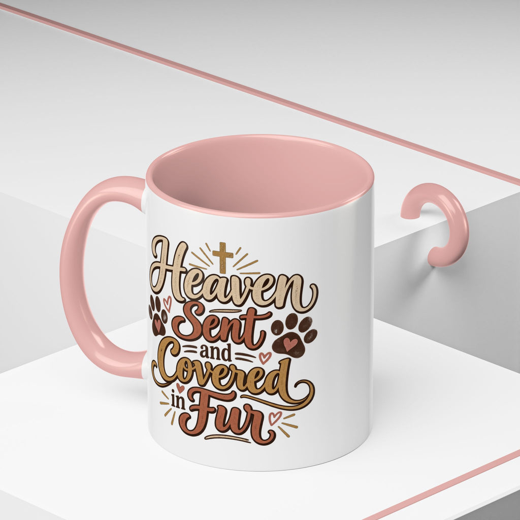 Heaven Sent and Covered in Fur Accent Coffee Mug | Pet Lover Paw Print