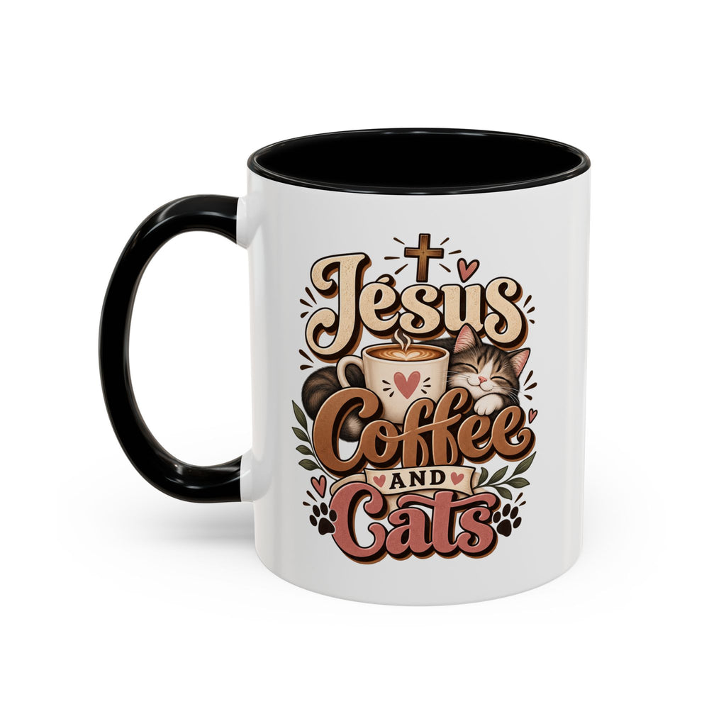 Jesus Coffee and Cats Mug | Accent Coffee Mug 11oz 15oz
