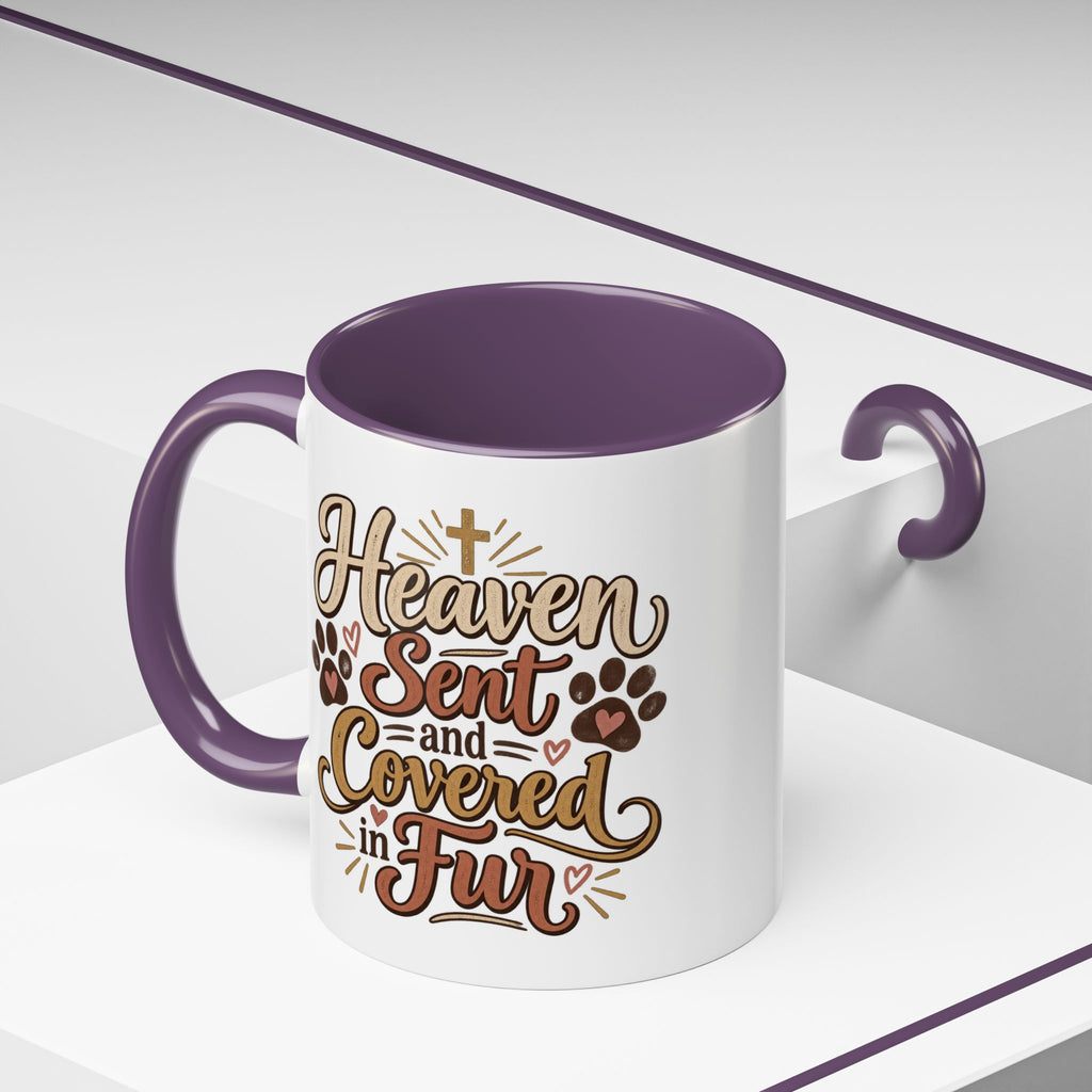 Heaven Sent and Covered in Fur Accent Coffee Mug | Pet Lover Paw Print