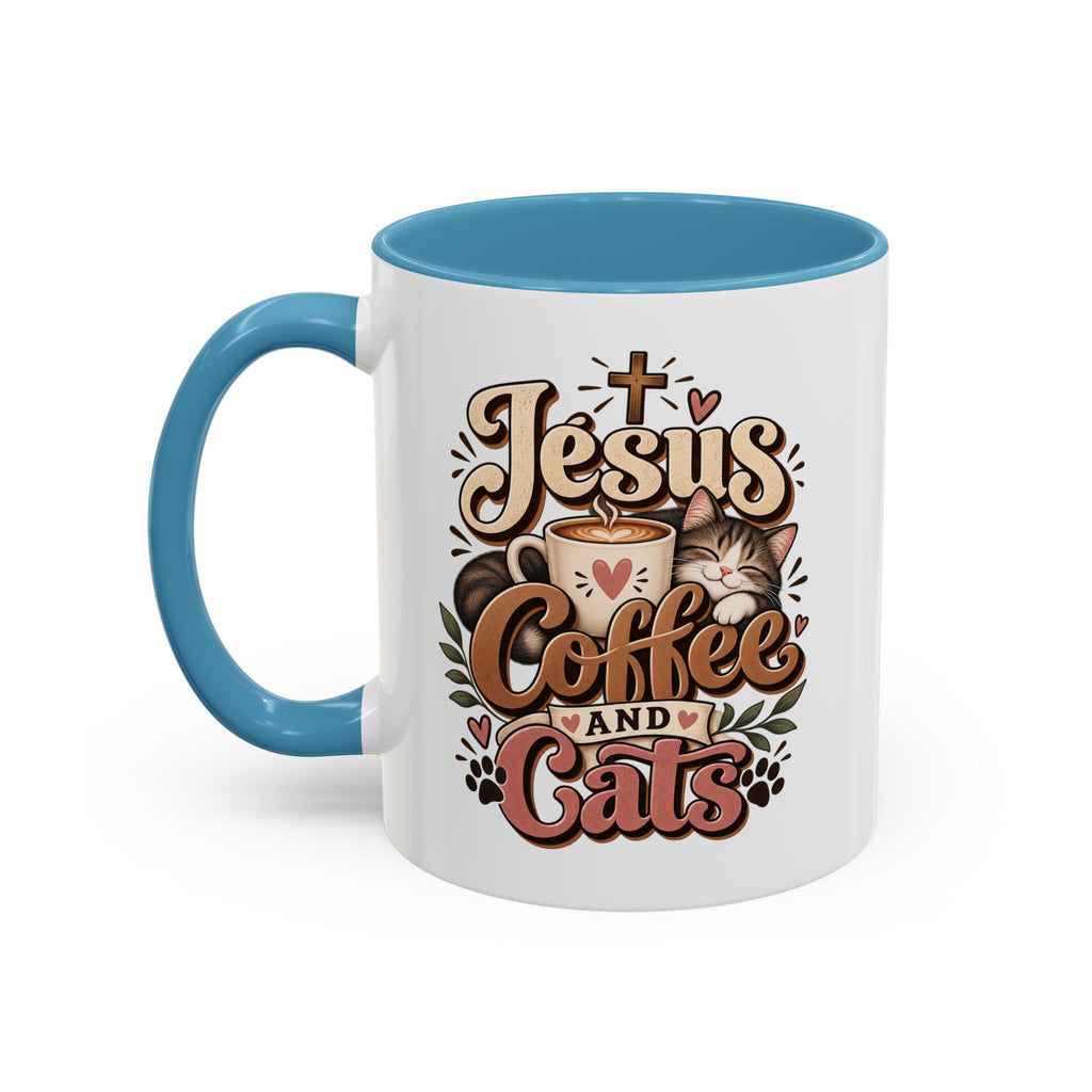 Jesus Coffee and Cats Mug | Accent Coffee Mug 11oz 15oz