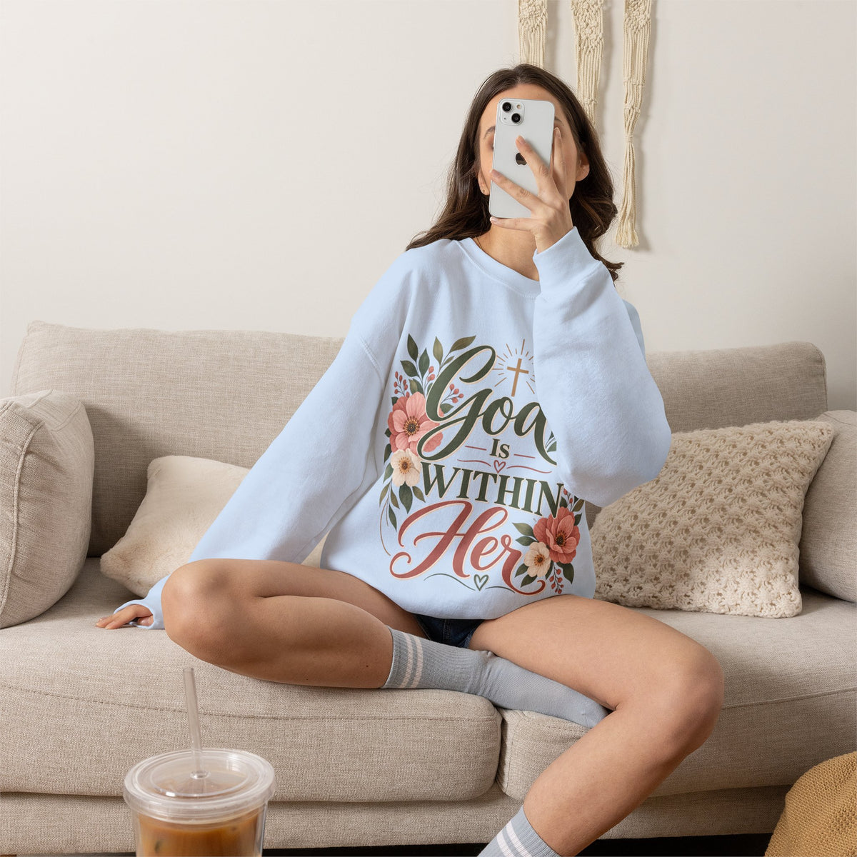 God Is Within Her sweatshirt | Floral Christian Scripture Crewneck