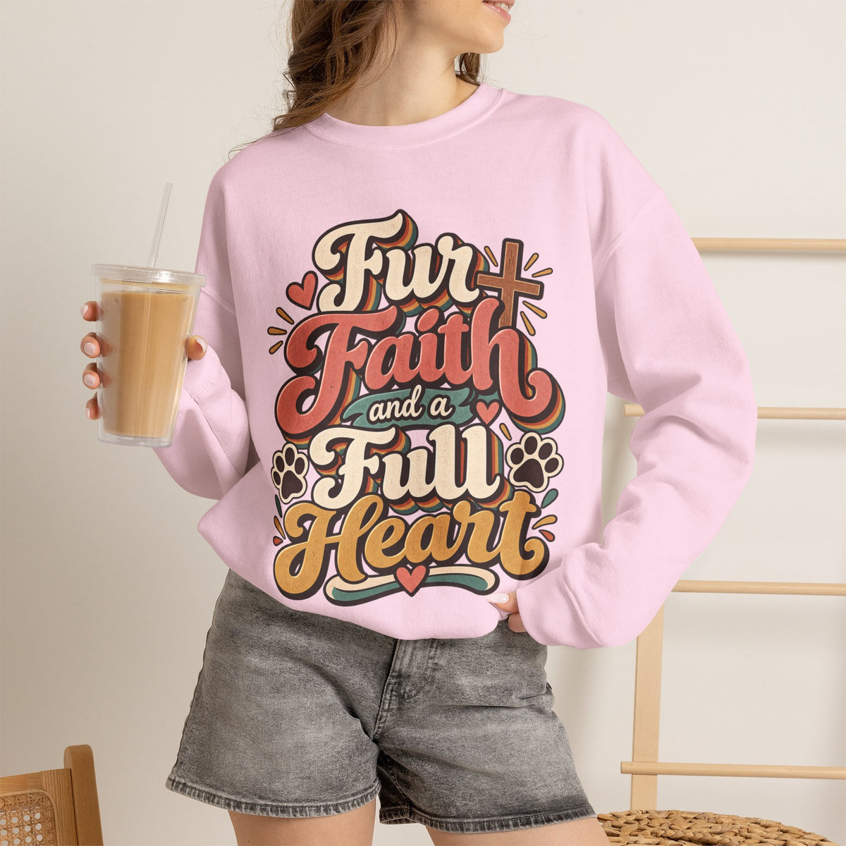 Fur Faith and a Full Heart Sweatshirt | Pet Paw Script Design