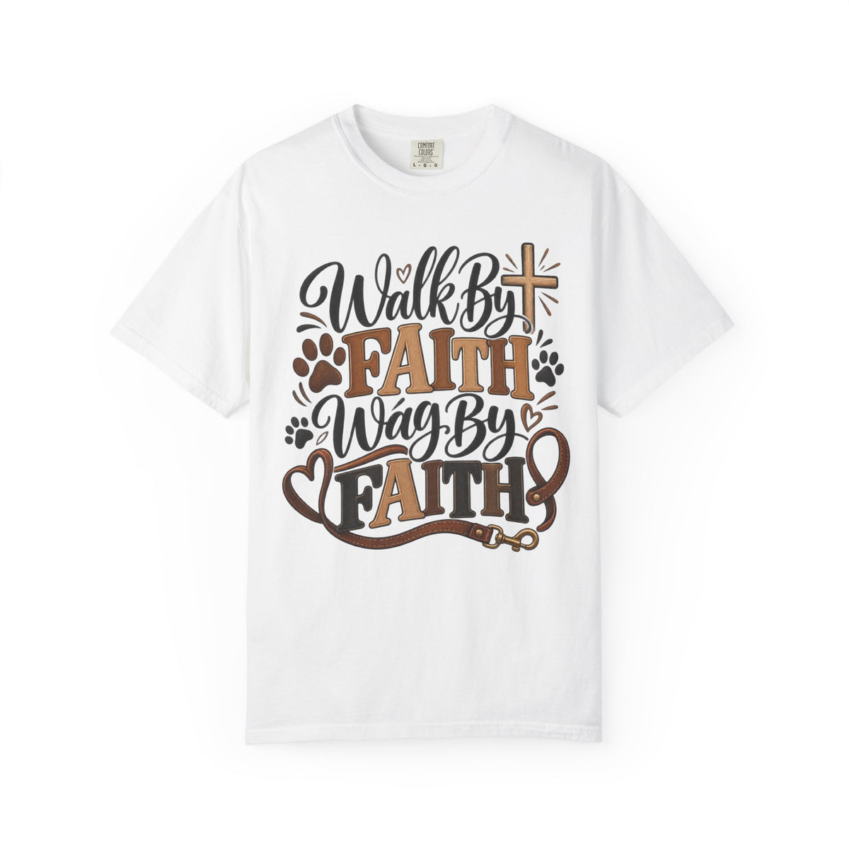 Walk By Faith Wag By Faith T-shirt | Christian Dog Paw Faith Tee